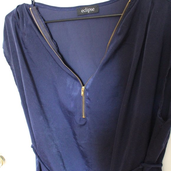 3/$20 - Dark Blue Tunic with Gold Zipper - Picture 7 of 7